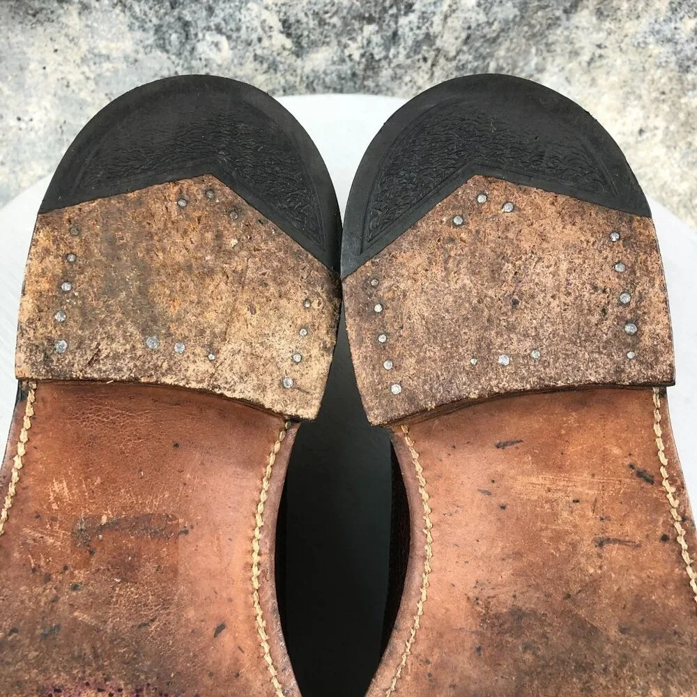 Nunn Bush VTG Men's Size 12 Brown Ankle Fashioned Custom Grade Wingtip Oxfords